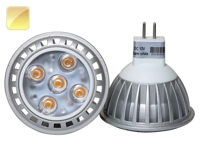 Ampoule À  LED Mr16 5x1w High Power SMD 12v Eclairage Blanc Chaud